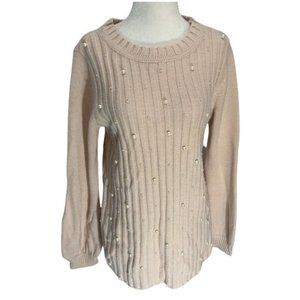 𝅺Karl Lagerfeld Pearl Embellished Blush Pink Sweater Size S